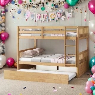3 Beds in 1 Full Size Bunk Beds with Trundle, Convertible to 2 Beds for Bedroom
