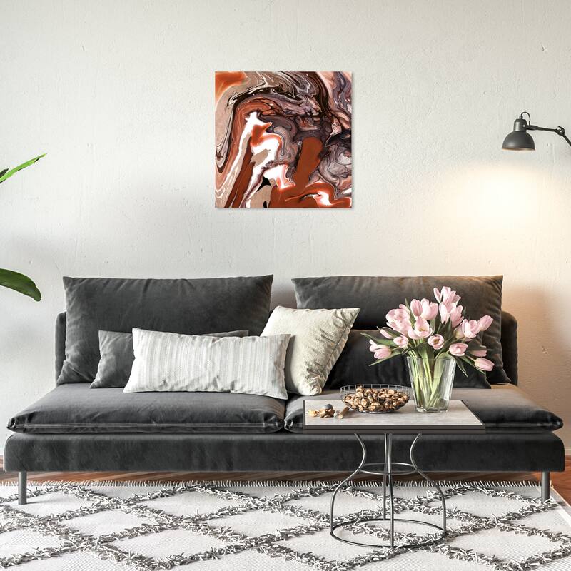 Wynwood Studio Canvas Abstract Maroon Brown and Dark Brown Modern & Contemporary Wall Art Canvas Print - 20 x 20