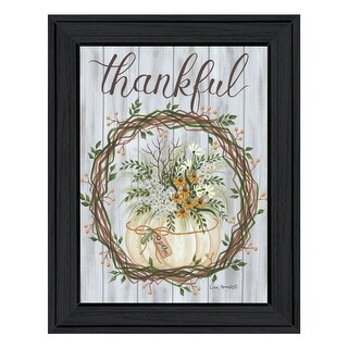 TrendyDecor4U Contemporary "Thankful Wreath" Framed Print Wall Art