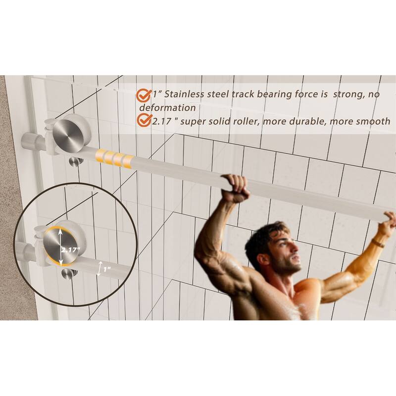 GDFStudio - Callum Frameless Sliding Shower Door for Modern Bathroom Layouts - Frameless shower door 60 "W x 60" H