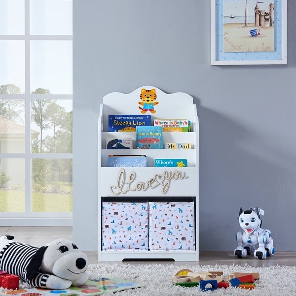 slide 2 of 8, Kids Funnel Maison Kids Bookcase with Toy Storage White