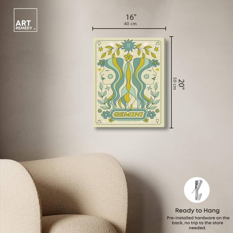 Gemini Stars Card Canvas by Art Remedy, Gallery Wrapped