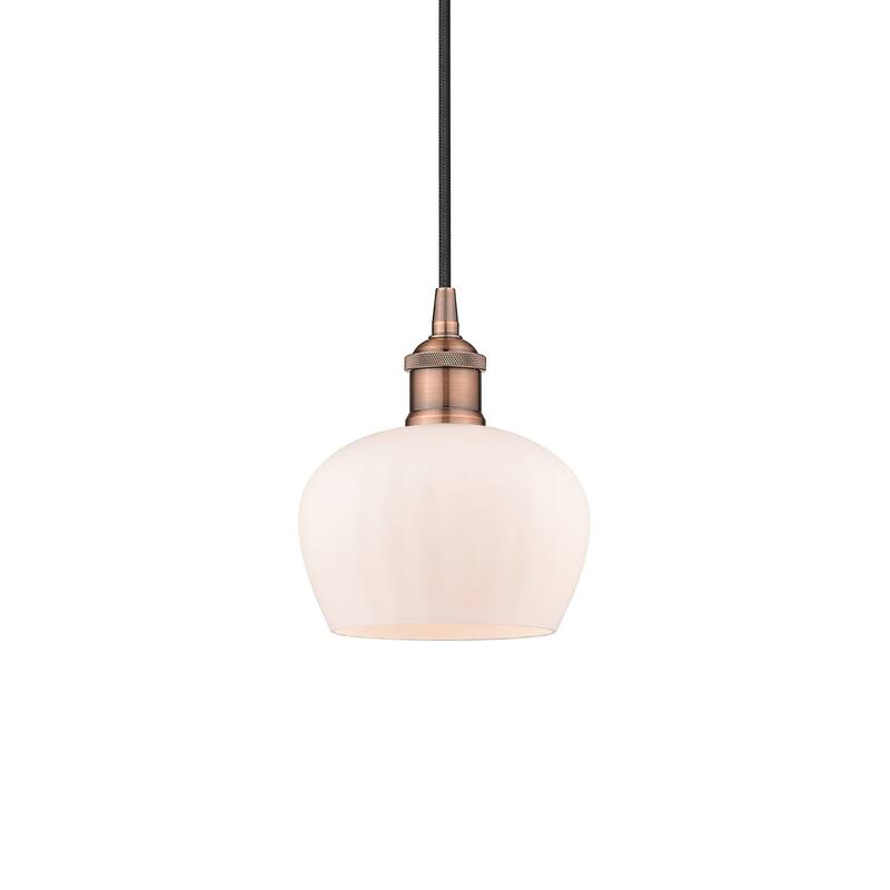Innovations Lighting 616-1P-8-7 Fenton Pendant Fenton 7" Wide Mini - Antique Copper / Matte White