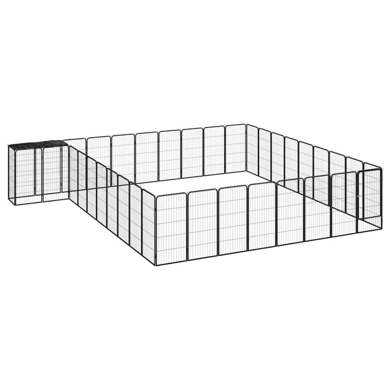 vidaXL Dog Playpen Kennel Dog Cage Puppy Pet Exercise Wire Fence Steel Black - 196.9" x 177.2" x 39.4"