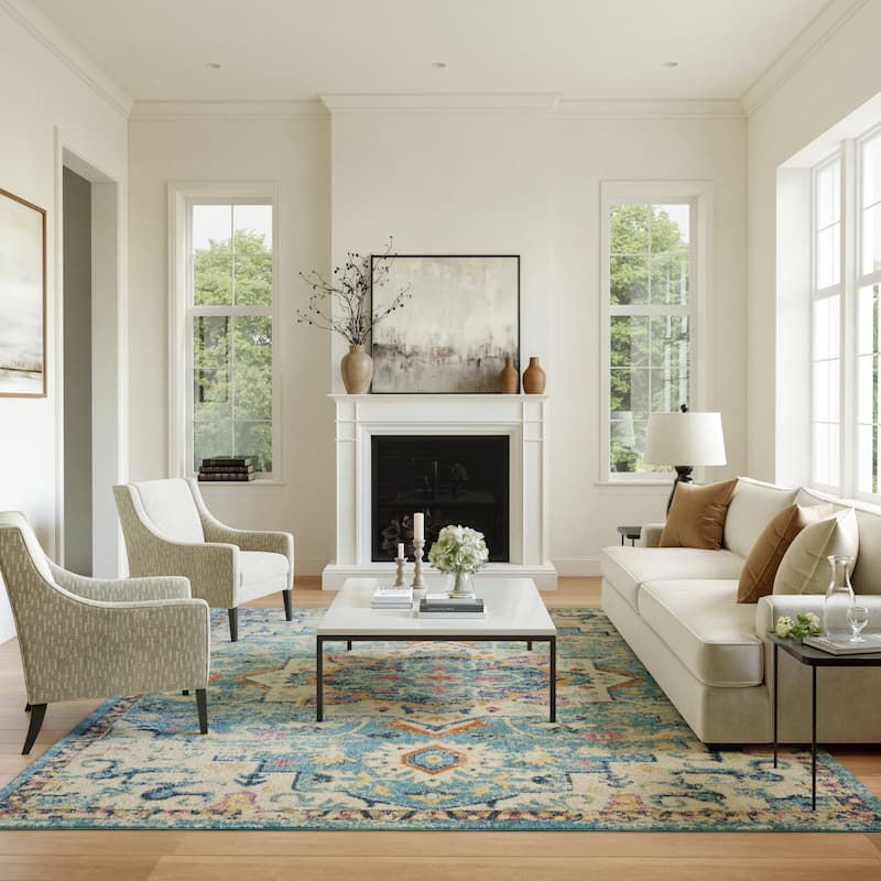 Nourison Cayuga Abstract Medallion Area Rug - 8' x 10' - Ivory/Light Blue