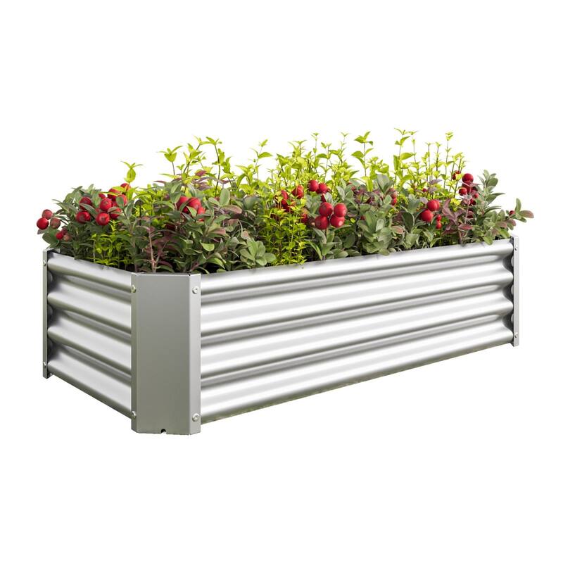 Large Galvanized Metal Raised Garden Bed Open Bottom Rust-Resistant