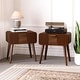 preview thumbnail 24 of 40, COSIEST Modern Brown Nightstand with Drawers 2Piece-PlainandStrip - 1-drawer