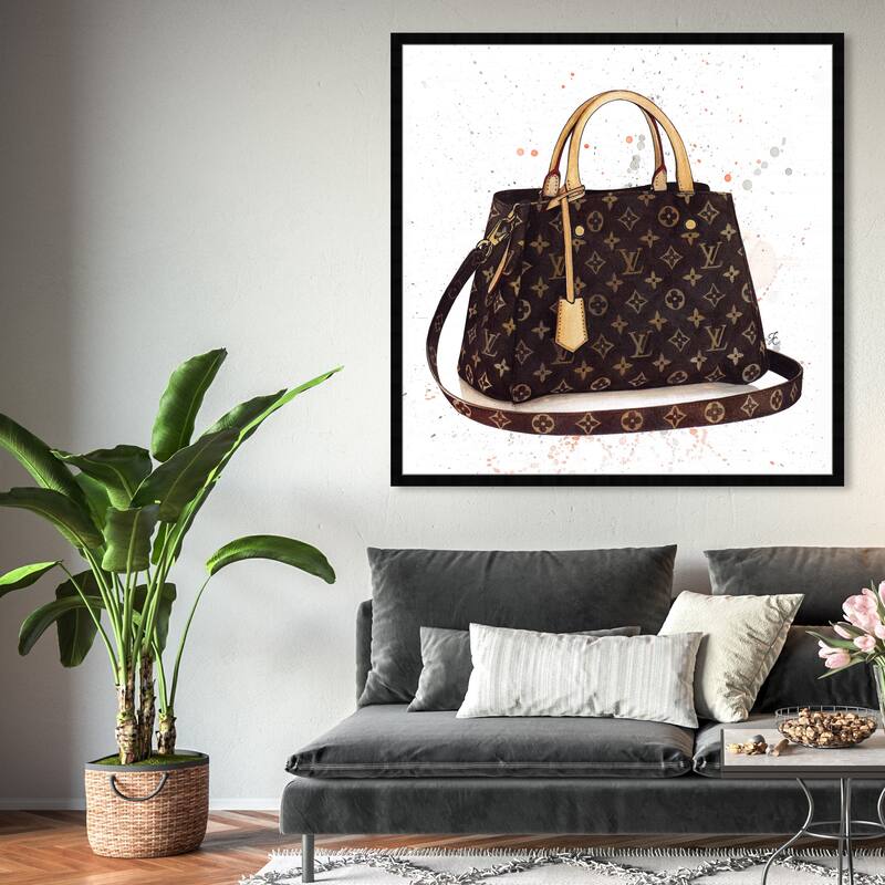 Oliver Gal 'Doll Memories -Details Bag' Fashion and Glam Framed Wall Art Prints Handbags - Brown, Brown - 43 x 43 - Black