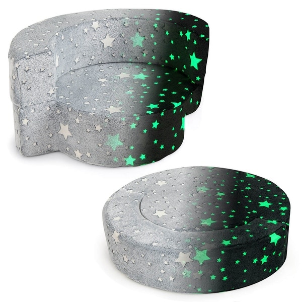 slide 2 of 6, Toddler Reading Sofa 2-in-1 Convertible Glow-in-the-Dark Kids' Sofa Grey