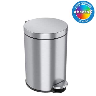 iTouchless 3.2 Gallon / 12 Liter Stainless Steel SoftStep Round Bathroom Trash Can with Odor Filter