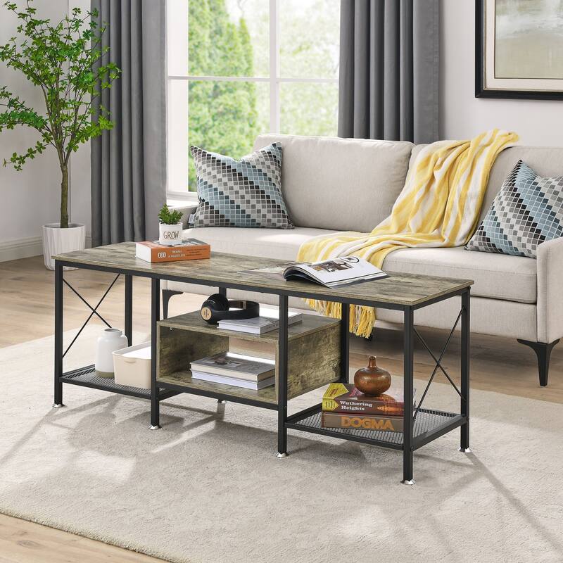 TV Stand for Living Room, Entertainment Center TV Console with Storage Shelves