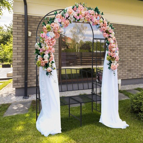 Steel Patio Arch with 2-Seat Bench