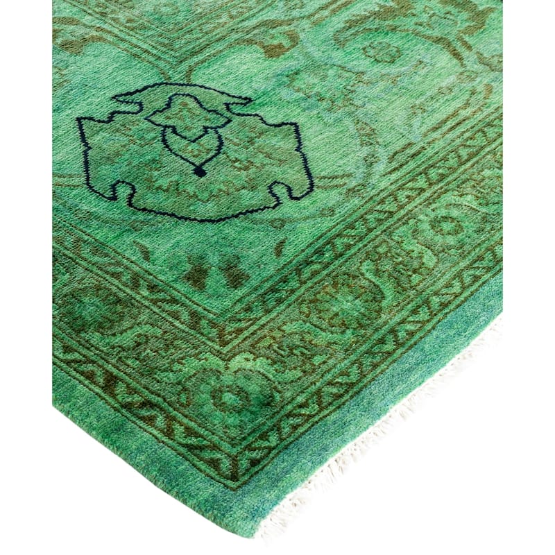 Overdyed One-of-a-Kind Hand-Knotted Area Rug - Green - 8' 1" x 10' 3"