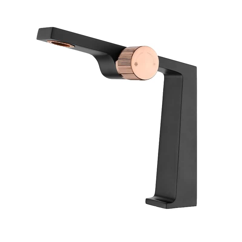 Rbrohant Single Handle Bathroom Faucets, Creative Water Outlet Design Single Hole Bathroom Sink Faucet - Black+Gold