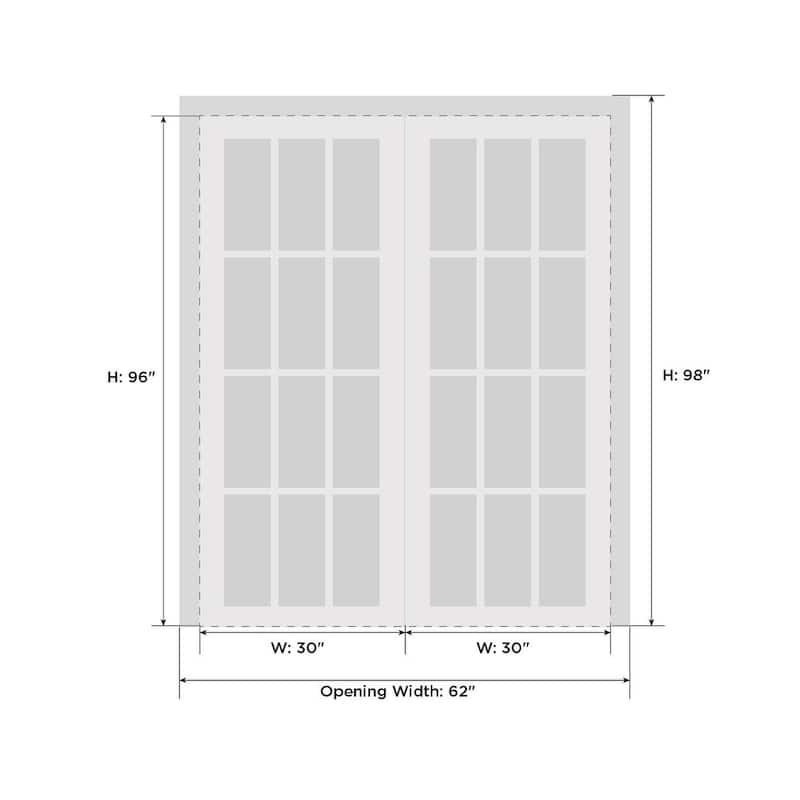 Interior Solid French Double Doors / Mela 0733 Painted White / Wood Interior Solid Panel Frame / Closet Bedroom Modern Doors
