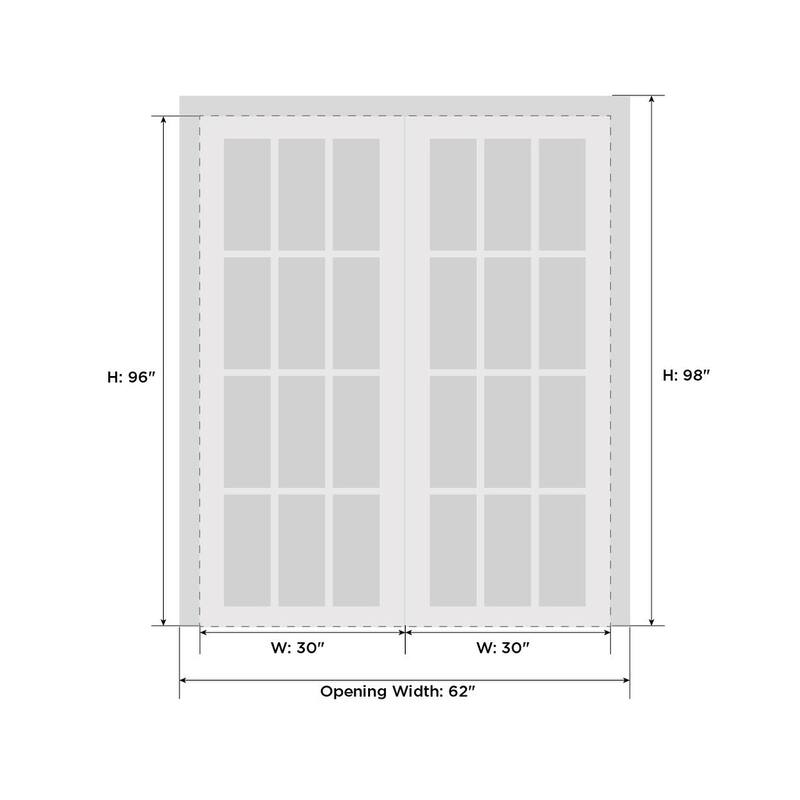 SartoDoors Quadro 4002 | Interior French Doors Double French | Solid Wood w/ Glass | Slab Only | 36x80, Oak