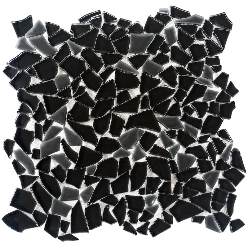Apollo tile 11" x 11" Bijou Glossy Matte Black Glass Tile (4.36 sq ft/case) - 5 Pack