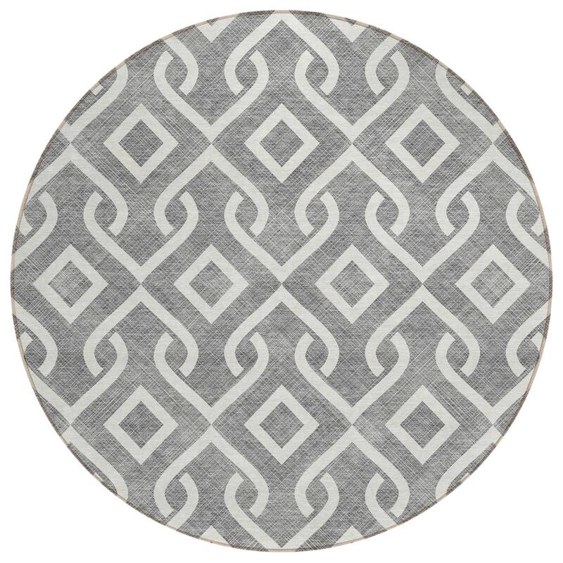 Machine Washable Indoor/ Outdoor Chantille Scroll Trellis Rug