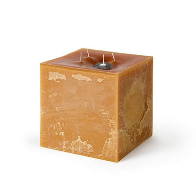 Square 4-Wick Pillar Candle 7.85"x7.85"x7.85" Chamois- ST
