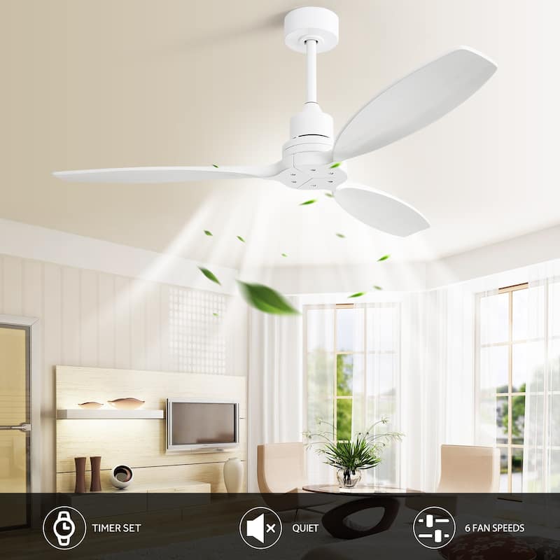 52 inch Wood Ceiling Fan with Light and Remote, Dimmable LED and Reversible DC Motor