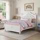 preview thumbnail 1 of 4, Furniture of America Marais Glam White Solid Wood Tufted Nailhead Panel Bed Full