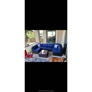 Kinbor Patio Furniture Set Outdoor Sectional Sofa All-Weather Wicker Conversation Set