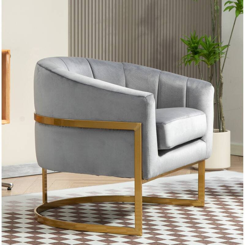 Modern Velvet Gold Accent Armchair
