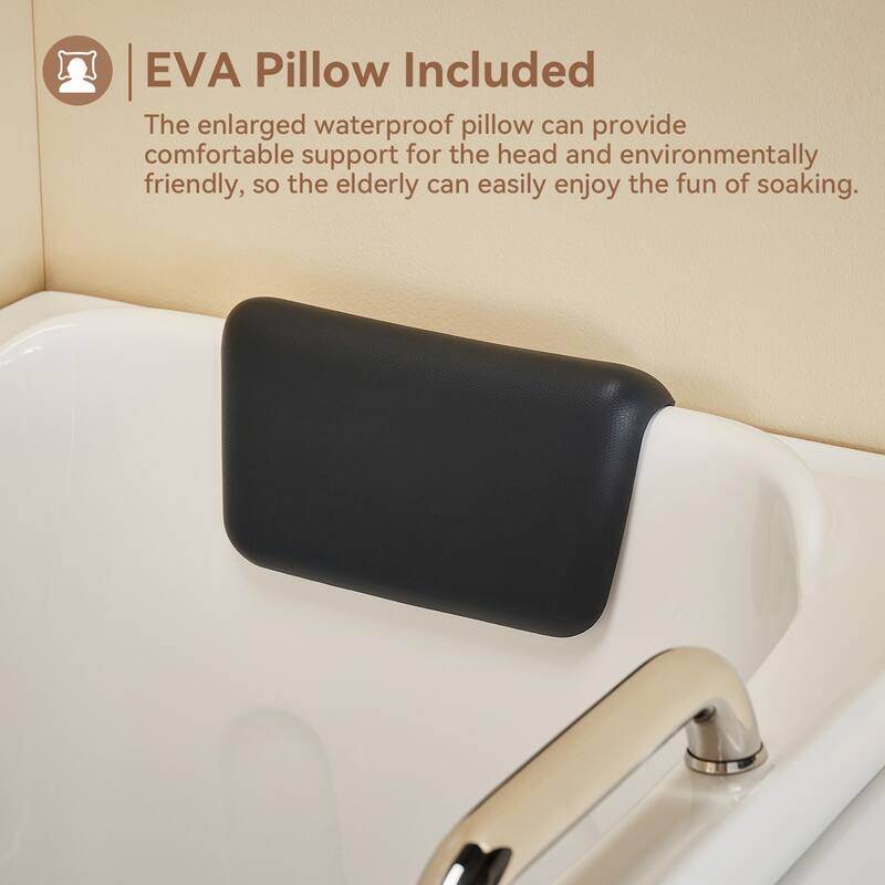 HOROW 52.5 x 26.5 Inch Left Drain Quick Fill Walk In Soaking Bathtub in White with Chrome Trim