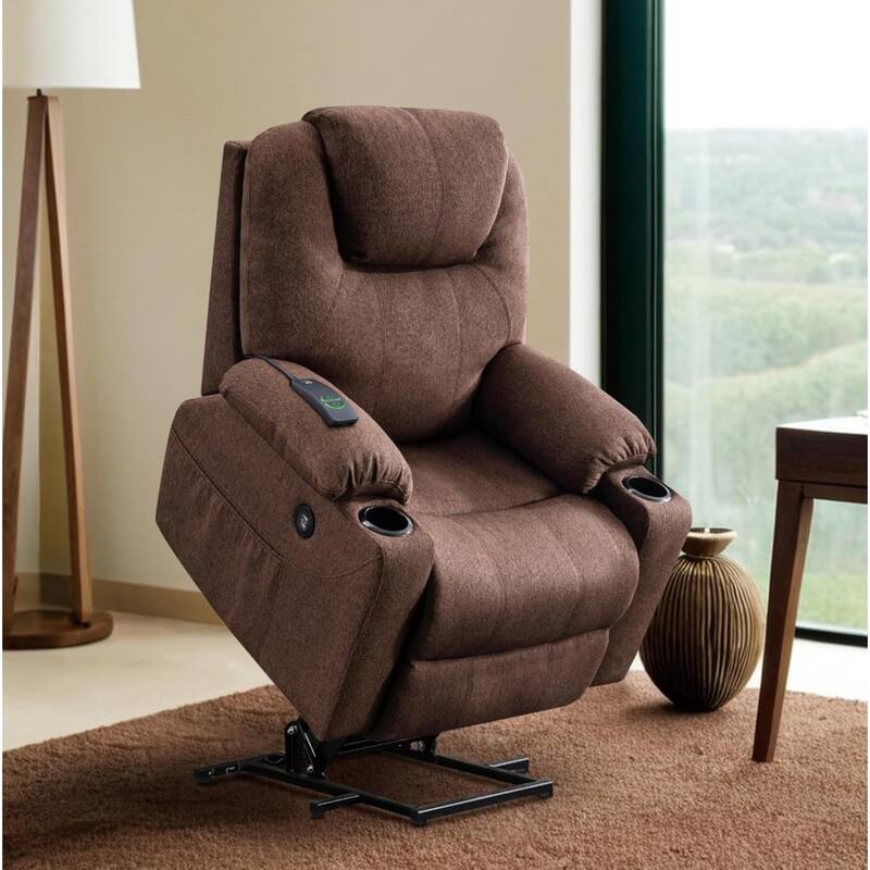 MCombo Electric Power Lift Recliner Chair Sofa with Massage and Heat, 3 Positions, USB Ports, Fabric 7040
