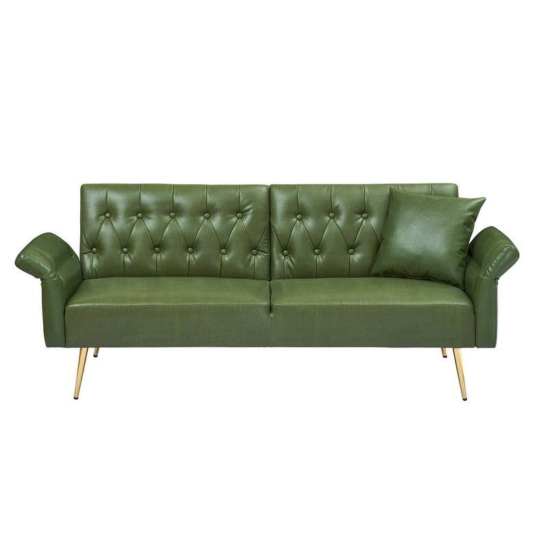 67.71-In Faux Leather Convertible Sofa,Living Room Couches with Adjustment Armres 