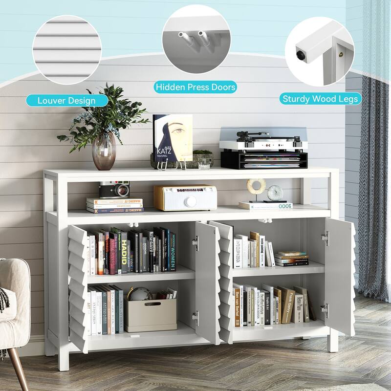 Modern Storage Cabinet, 4 Door Organizer with Adjustable Shelves
