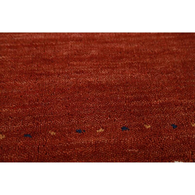 Hand Knotted Oriental 100% Wool Carpet Tribal Animal Pictorial Oranges & Rust Gabbeh Area Rug - 4' 11'' X 2' 10''