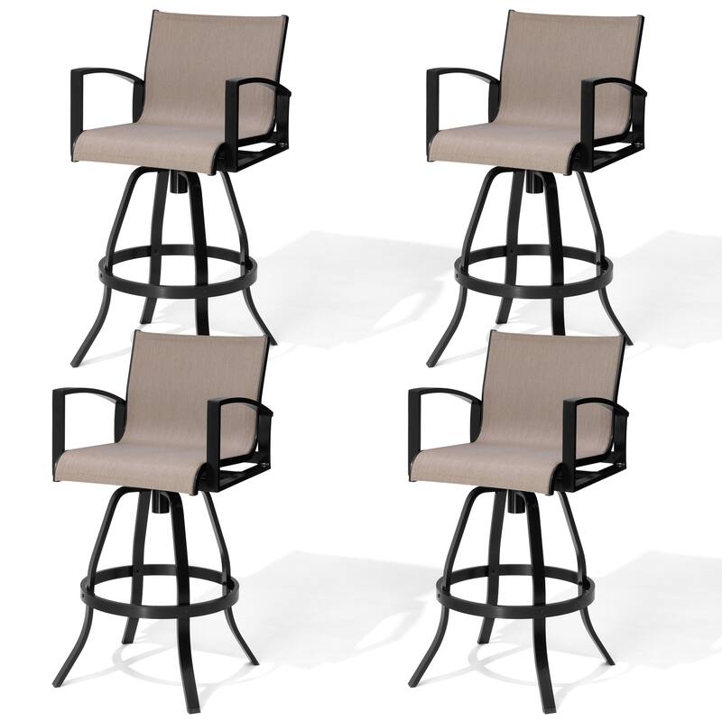 30''H Outdoor Patio Aluminum Premium Sumbrella Fabric Swivel Bar Stools - AUGUSTINEASHE-4PC