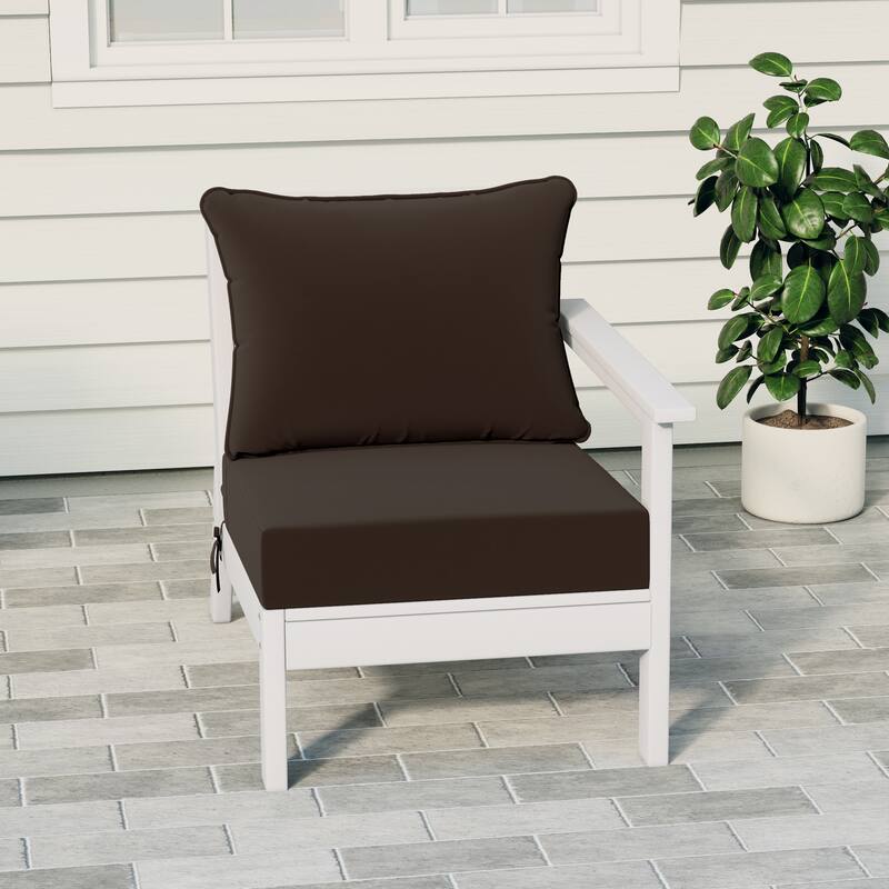 Birchwood All Weather HDPE Outdoor Patio Deep Seating White Right Arm Facing Chair With Cushions (1-Piece) - White/Brown