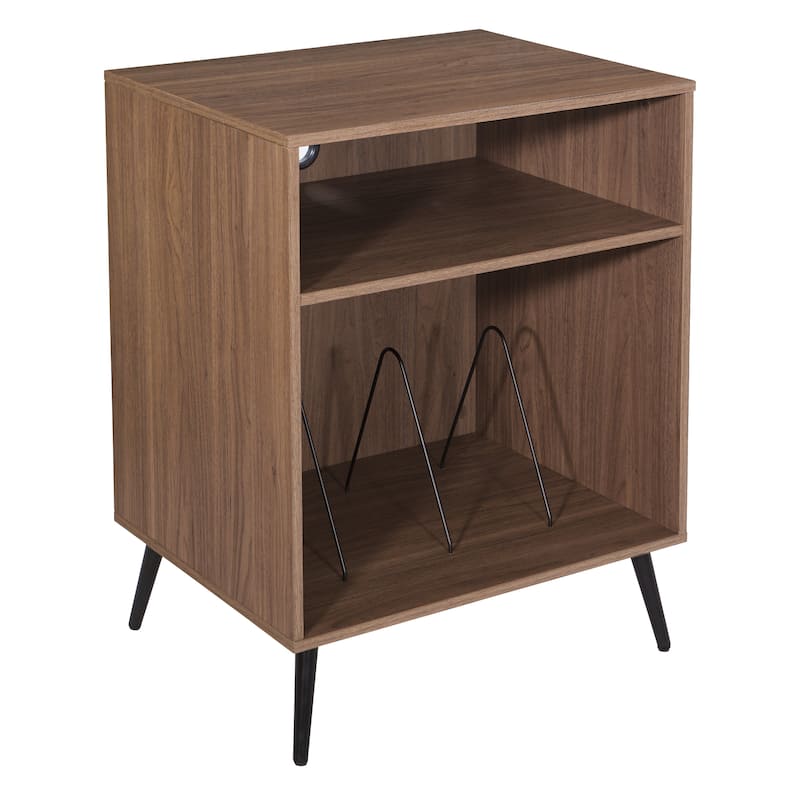 Retro Record Player Stand w/ Album - Walnut Finish