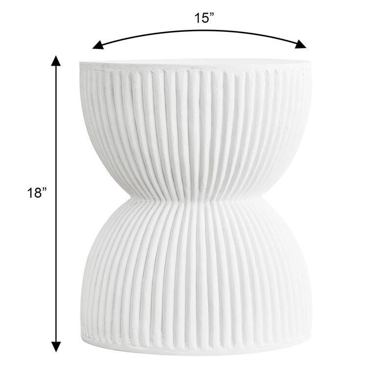 15" Wide Side Table in Painted Fiberstone with Hourglass Design Spire Collection