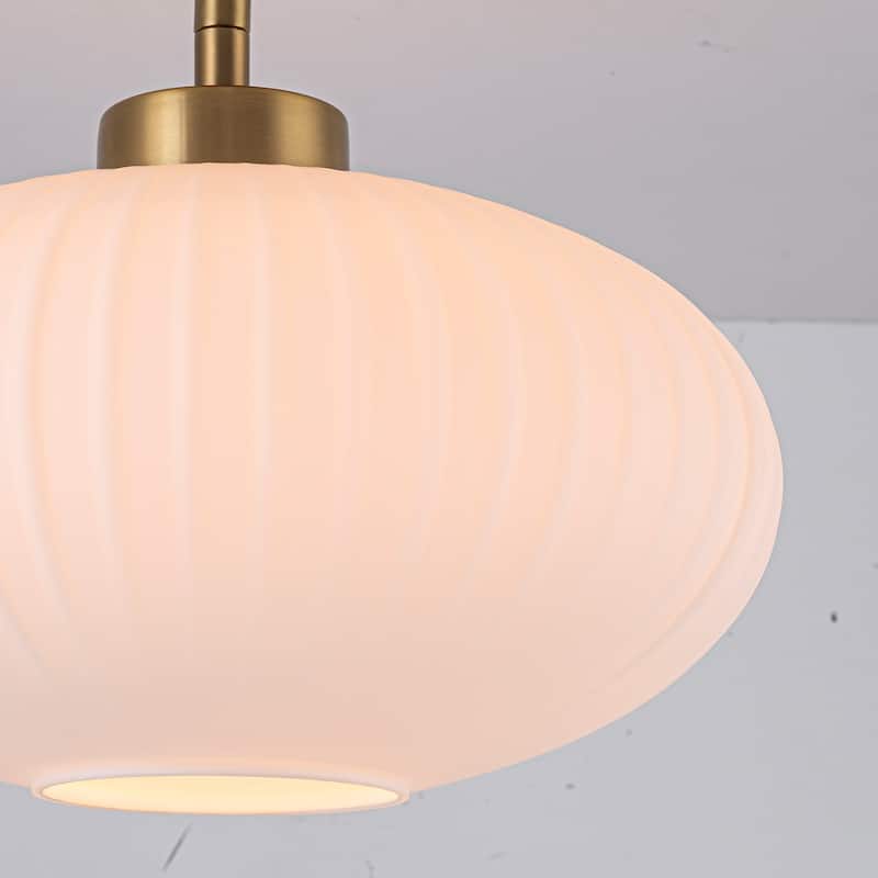 1 - Light Modern Glass Flush Mount Ceiling Light