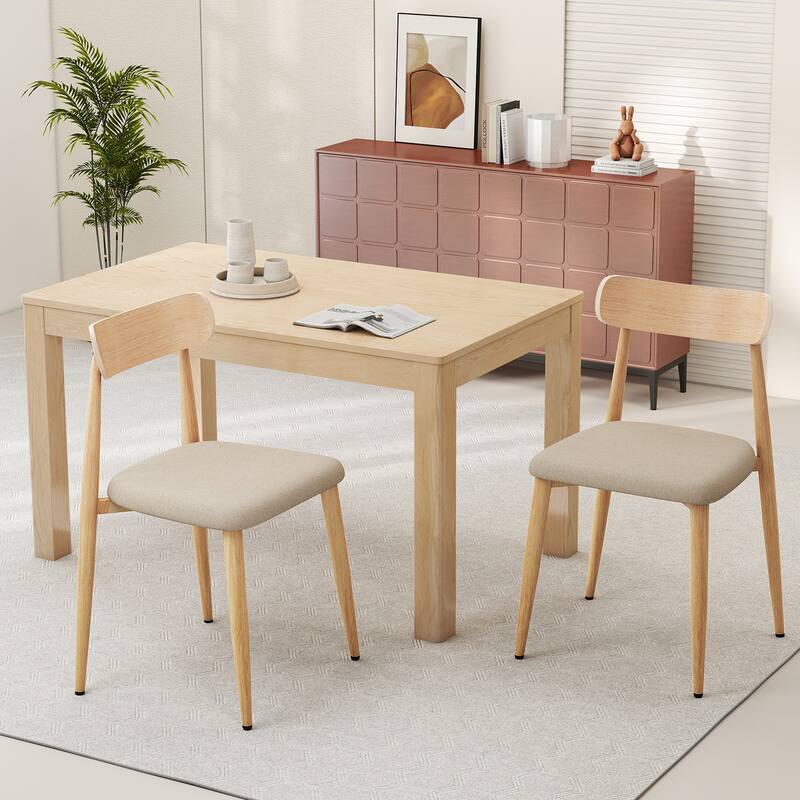 Gymax Modern Upholstered Dining Chairs Set of 4 Linen Fabric