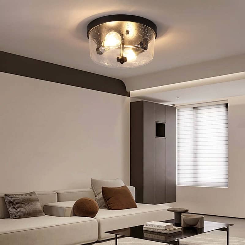 2-Light Black Farmhouse Flush Mount Ceiling Light-2 Pack