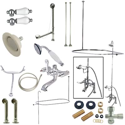 Kingston Brass Vintage Clawfoot Tub Faucet Package with Shower Enclosure