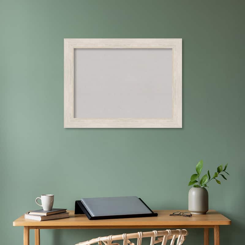 Hardwood White Wash Wood Framed Grey Corkboard Bulletin Board
