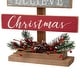 preview thumbnail 9 of 34, Glitzhome Wooden Sign Christmas Tree Shaped Table Decor for Home Shelf Xmas Party