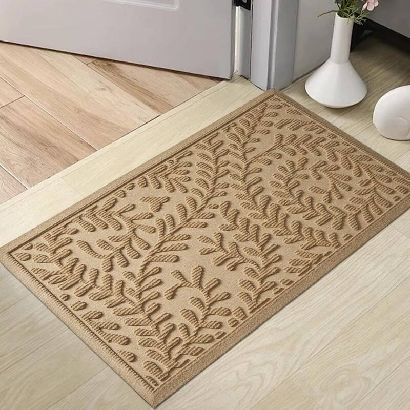 Front Door Mat, Absorbent Dirt Trapping Welcome Door Mat - Beige