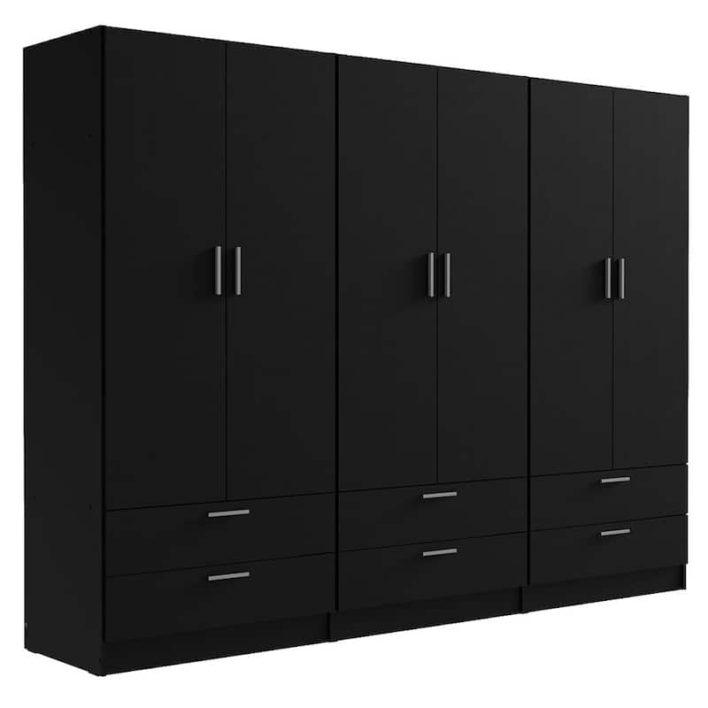 Madesa 6 Doors 6 Drawers Wardrobe With Hanging Space 94"L