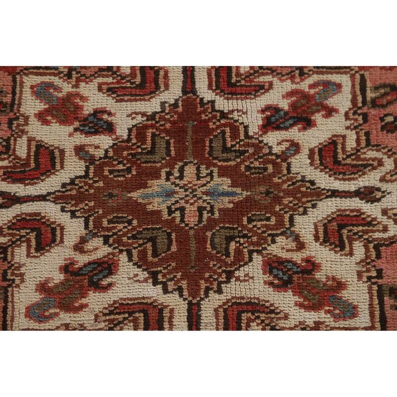 Hand Knotted Oriental 100% Wool Carpet Traditional Medallion Red Heriz Area Rug - 12' 10'' X 9' 7''