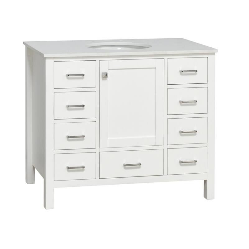 KitchenBathCollection Horizon 42" Bathroom Vanity with Engineered White Top