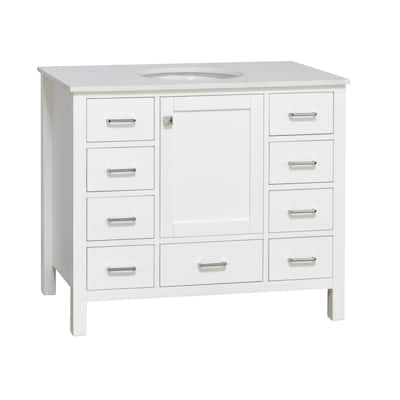 KitchenBathCollection Horizon 42" Bathroom Vanity with Engineered White Top