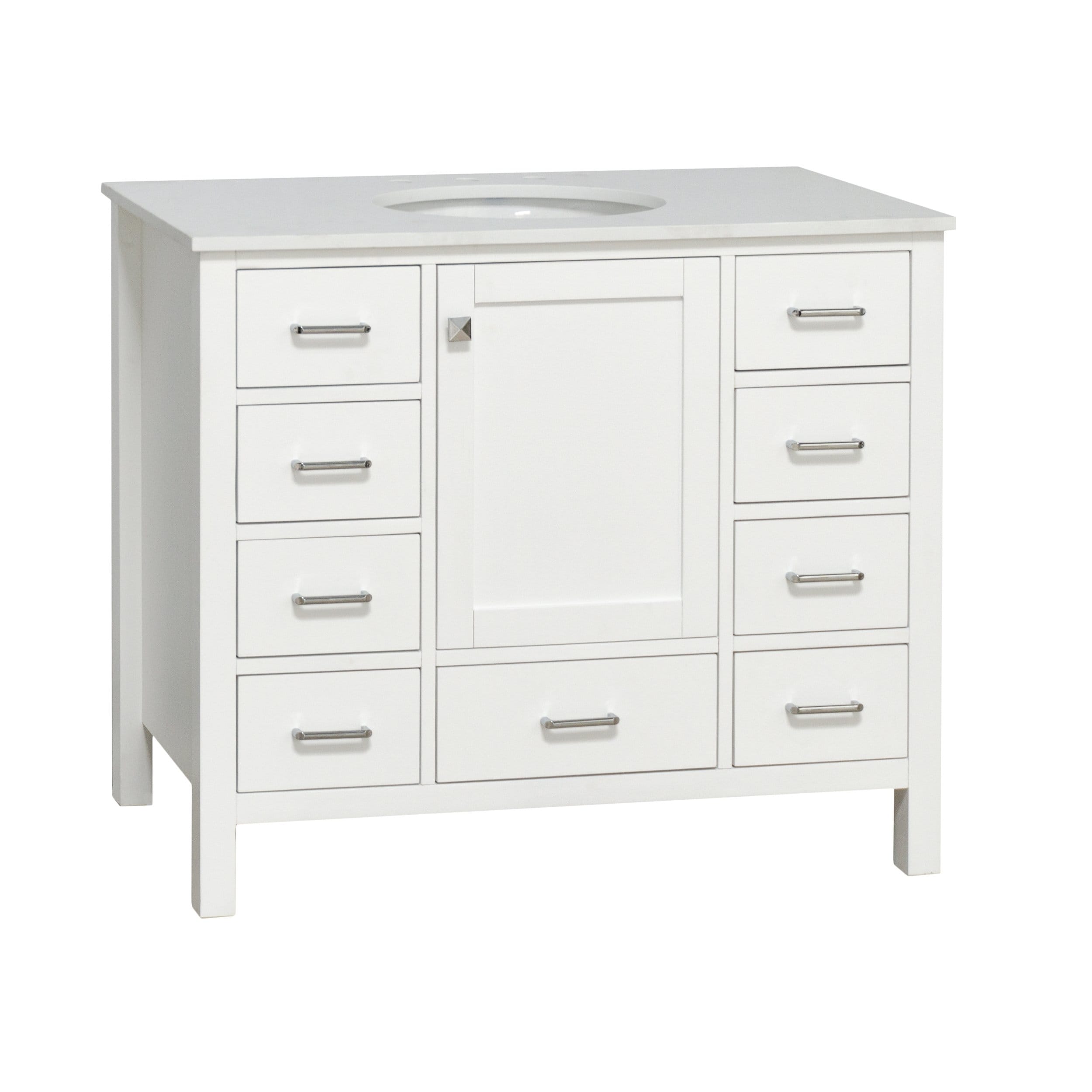 KitchenBathCollection Horizon 42" Bathroom Vanity with Engineered White Top