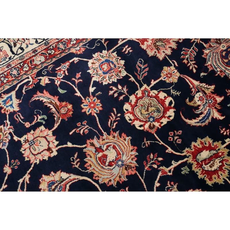 Hand Knotted Oriental 100% Wool Carpet Traditional All-Over Navy Blue & Blues Sarouk Area Rug - 17' 0'' X 10' 4''