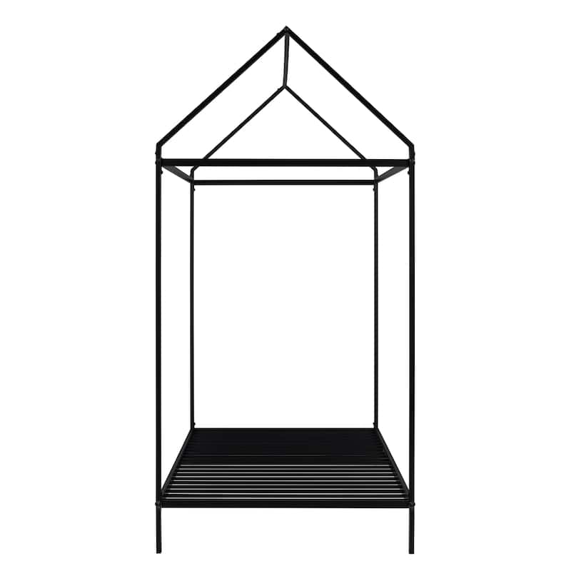 Kids Metal House Bed Frame with Slats, Ideal Playhouse and Sleeping Space